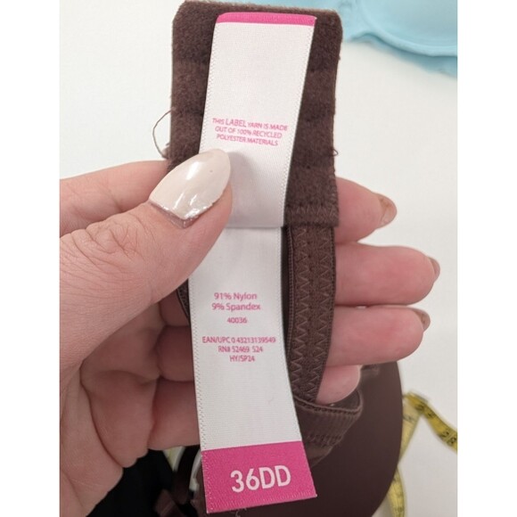 No Boundaries Padded T-Shirt Bra Bundle of 2 Blue Brown Underwire 36DD - Picture 3 of 6